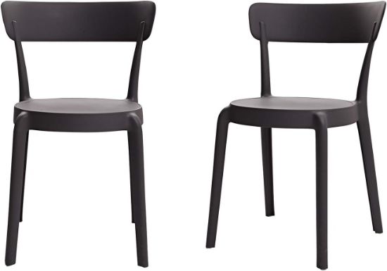 Picture of Amazon Basics Dark Grey, Armless Bistro Dining Chair-Set of 2, Premium Plastic