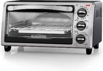 Picture of BLACK+DECKER 4-Slice Convection Oven, Stainless Steel, Curved Interior fits a 9 Inch Pizza