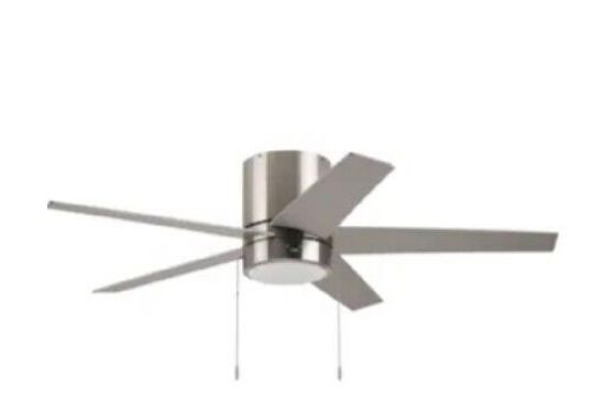 Picture of Harbor Breeze Quonta 52-in Brushed Nickel LED Indoor Flush Mount Ceiling Fan with Light (5-Blade)