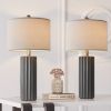 Picture of Oneach 25'' Farmhouse Ceramic Table Lamp Set of 2 for Bedroom Living Room ‎Grey body white shade (Large ).