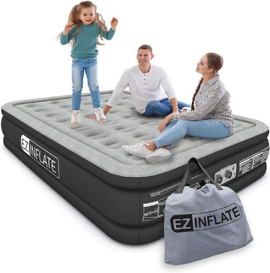 Picture of EZ INFLATE Double High Luxury Air Mattress with Built in Pump, Inflatable Mattress full size