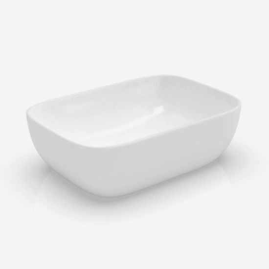 Picture of J-FAMILY 14.5'' x 10'' Bathroom Small Vessel Sink Above Counter White Porcelain Ceramic Sink Bowl Small Vanity Sink Lavatory Wash Hand Basin