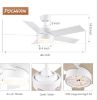 Picture of POCHFAN 44 inch White Ceiling Fan with Lights and Remote Control, Dimmable LED Ceiling Fans with Lights,3-Color, Quiet Reversible Motor, Wood Blades Modern Ceiling Fan for Bedroom, Living Room