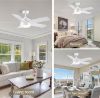 Picture of POCHFAN 44 inch White Ceiling Fan with Lights and Remote Control, Dimmable LED Ceiling Fans with Lights,3-Color, Quiet Reversible Motor, Wood Blades Modern Ceiling Fan for Bedroom, Living Room