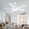 Picture of POCHFAN 44 inch White Ceiling Fan with Lights and Remote Control, Dimmable LED Ceiling Fans with Lights,3-Color, Quiet Reversible Motor, Wood Blades Modern Ceiling Fan for Bedroom, Living Room