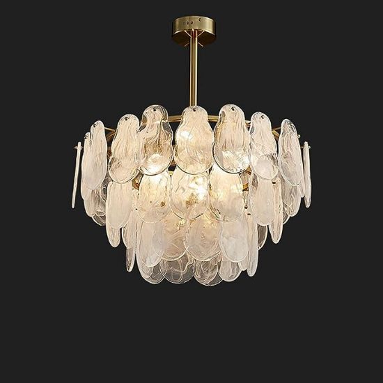 Picture of Gold Multi-Tier Lantern Pendant Lighting,Cloud Glass Metal Chandeliers Hanging Ceiling Light Fixtures