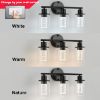 Picture of CEINOL Bathroom Vanity Light with LED Bulbs, Wall Sconce Light Fixture Indoor, Modern Bathroom Lamp Over Mirror Black 3 Light