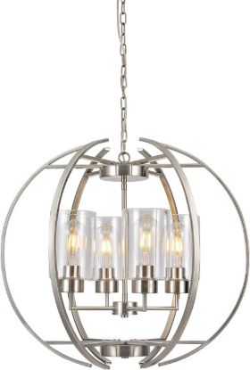 Picture of Globe Chandelier Brushed Nickel, 24" Modern Farmhouse Chandeliers 