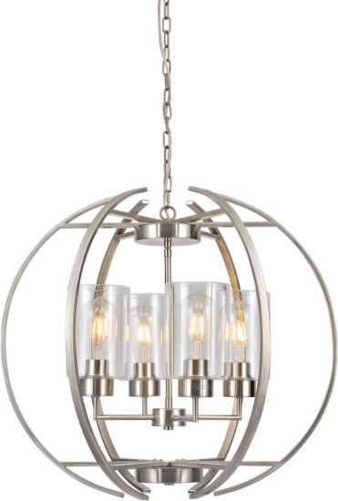 Picture of Globe Chandelier Brushed Nickel, 24" Modern Farmhouse Chandeliers 