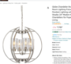 Picture of Globe Chandelier Brushed Nickel, 24" Modern Farmhouse Chandeliers 