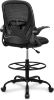 Picture of Primy Drafting Chair Tall Office Chair with Flip-up Armrests Executive Ergonomic Computer Standing Desk Chair with Lumbar Support and Adjustable Footrest Ring (Black)