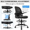 Picture of Primy Drafting Chair Tall Office Chair with Flip-up Armrests Executive Ergonomic Computer Standing Desk Chair with Lumbar Support and Adjustable Footrest Ring (Black)