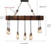 Picture of 10-Lights Chandelier Wooden Retro Rustic Pendant Light 10-Lights Chandelier Wooden Retro Rustic Pendant Light - Industrial Suspension Light line can be Adjusted Freely - Distressed Wood Chandelier for Dining Table Vintage Kitchen, Bar, Island, Billiard.