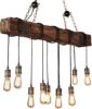 Picture of 10-Lights Chandelier Wooden Retro Rustic Pendant Light 10-Lights Chandelier Wooden Retro Rustic Pendant Light - Industrial Suspension Light line can be Adjusted Freely - Distressed Wood Chandelier for Dining Table Vintage Kitchen, Bar, Island, Billiard.