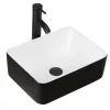 Picture of K2099B KGAR 16'' White And Black Ceramic Rectangular Vessel Bathroom Sink with Faucet