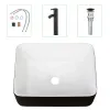 Picture of K2099B KGAR 16'' White And Black Ceramic Rectangular Vessel Bathroom Sink with Faucet