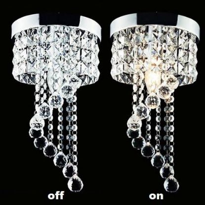 Picture of 2 PCS -Light Crystal Chandelier Surpars House Flush Mount Silver Pendant Light