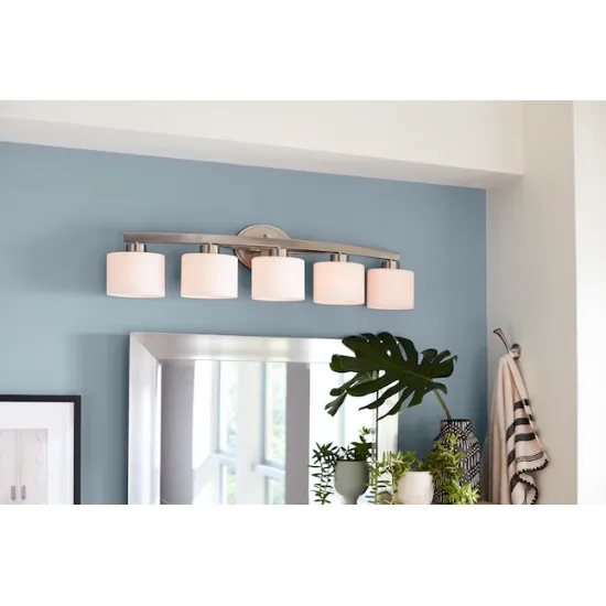 Picture of Allen+ Roth Merington 37.5-in 5-Light Brushed Nickel Transitional Vanity Light