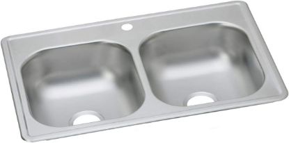 Picture of Elkay Dayton D233191 Equal Double Bowl Drop-in Stainless Steel Sink 33 x 19 x 6.4375"