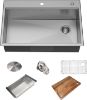 Picture of KRAUS KWT310-33/18 Kore Workstation 33-inch Drop-In 18 Gauge Single Bowl Stainless Steel Kitchen Sink with Integrated Ledge and Accessories