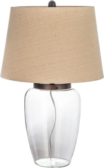 Picture of Creative Co-Op Fillable Glass Table Lamp with Linen Shade, Clear and White