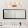 Picture of Barr Mid-Century Modern Gold 4-Light Fabric Shade Bathroom Vanity Light - L 29" x W 6.7" x H 12.2"