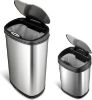 Picture of NINESTARS Automatic Touchless Trash Can Combo Set, 13 Gal 50L & 3 Gal 12L, Stainless Steel 