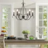 Picture of Farmhouse 6-Light Crystal Chandelier French Country Pendant Lighting for Dining Room - D28"xH25.5"