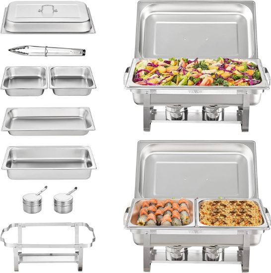 Picture of VEVOR Chafing Dish Buffet Set, 2 Packs, Silver