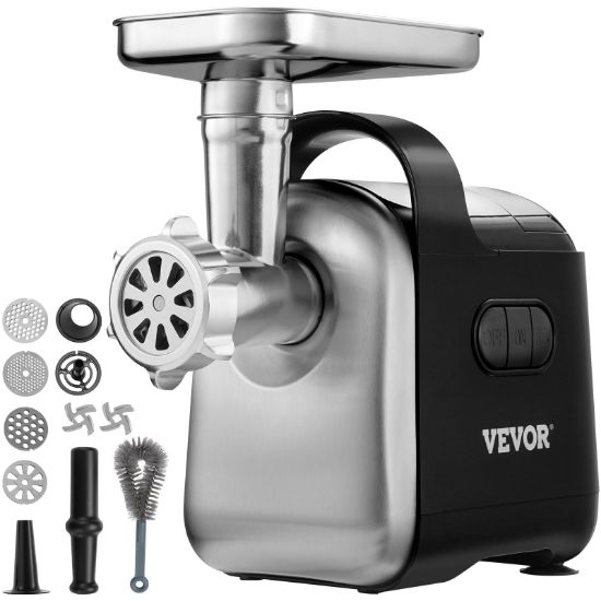 Picture of VEVOR Electric Meat Grinder, 6.6 Lb/Min, 550W（2200W MAX) Industrial Meat Mincer with 2 Blade, 3 Grinding Plates, Sausage Maker & Kubbe