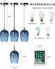 Picture of ARIAMOTION Glass Pendant Lights Kitchen Island Blue Modern Light Fixtures Ceiling Hanging Hand Crafted Art Bubble Teardrop Over Dining Room Table Bathroom 3 Pack 7 Inch H 5.5 Inch Diam