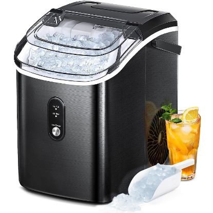 Picture of AGLUCKY Nugget Ice Maker Countertop, Portable Pebble Ice Maker Machine, 35lbs/Day Chewable Ice, Self-Cleaning