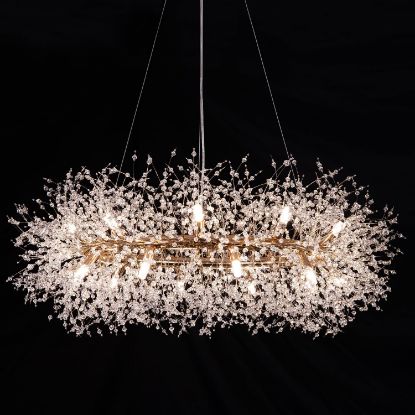 Picture of Wellmet Firework Chandelier 38 inch, Modern Crystal Chandelier Gold Wagon Wheel