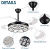 Picture of Yaretro 42" Retractable Ceiling Fan with Light Bluetooth Speaker Crystal Invisible Fan Blade Fan