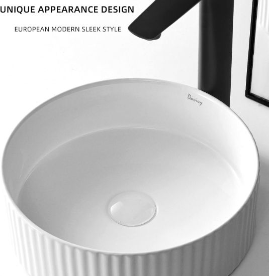 Picture of Davivy 14'' Round Vessel Sink with Pop Up Drain,Bathroom Vessel Sink,Bathroom Sinks Above Counter