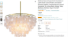 Picture of Wellmet Natural Capiz Shell Chandelier, 6 Lights Gold Coastal Modern , Hanging Round Layered