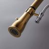 Picture of KunMai Single Handle  Dual-Mode Pull-Down Sprayer Kitchen Sink Faucet with Porcelain Handle in Gold&Chrome