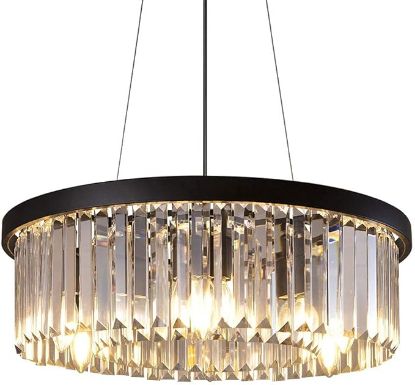 Picture of Wellmet Crystal Chandelier , 6 Lights Black Farmhouse , Vintage Ceiling Lighting  W-21.65