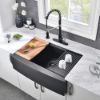 Picture of VASOYO 33 in Workstation Black Stainless Steel Farmhouse Kitchen Sink 