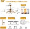 Picture of Siljoy 35.4'' Modern Ceiling Fan with Light and Remote, 9-Lights Brass Gold Sputnik Crystal