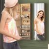 Picture of LVSOMT LED Full-Length Jewelry Mirror Cabinet 47.2", Wall/Door Armoire Organizer with Jewelry Storage