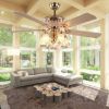 Picture of Golden Ceiling Fan with Light, 5 Reversible Blades & Remote Control - Modern 52-Inch