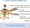 Picture of Golden Ceiling Fan with Light, 5 Reversible Blades & Remote Control - Modern 52-Inch