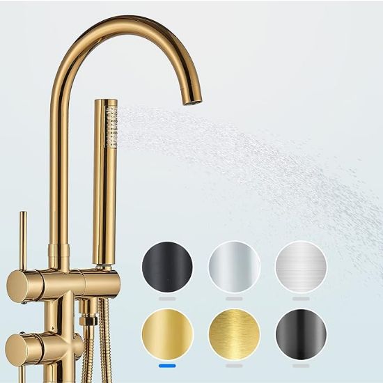 Picture of YAGATAP Freestanding Bathtub Faucet Floor Mount with Handheld Shower Mixer