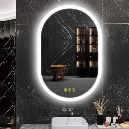 Picture of CITYMODA Bathroom LED Mirror Oval 24 * 36 in with Lights 3 Colors Stepless Dimmable Anti-Fog