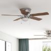 Picture of Harbor Breeze Armitage 52-in Brushed Nickel with Toffee/Cocoa Blades LED Indoor Flush Mount Ceiling Fan with Light (5-Blade)