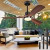 Picture of Indoor/Outdoor 52", 3 Blades Ceiling Fans with Lights and Remote, Modern Noiseless Reversible DC Motor, Wood Fan for Farmhouse