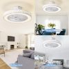 Picture of JUTIFAN Ceiling Fan with Lights Remote Control, 19" Modern Low Profile Ceiling Fan with 3 Color Changing, Enclosed Ceiling Fan Led Fan Lights with Timing for Bedroom, Living Room