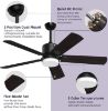 Picture of Indoor/Outdoor 52" Black Ceiling Fans,5-Blades with Remote, Adjustable Lights, 6 Speed Reversible DC Motor, For Patio Bedroom Porch