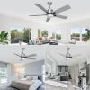 Picture of Indoor/Outdoor 52" Silver Ceiling Fans,5-Blades with Remote, Adjustable Lights, 6 Speed Reversible DC Motor,For Patio Bedroom Porch